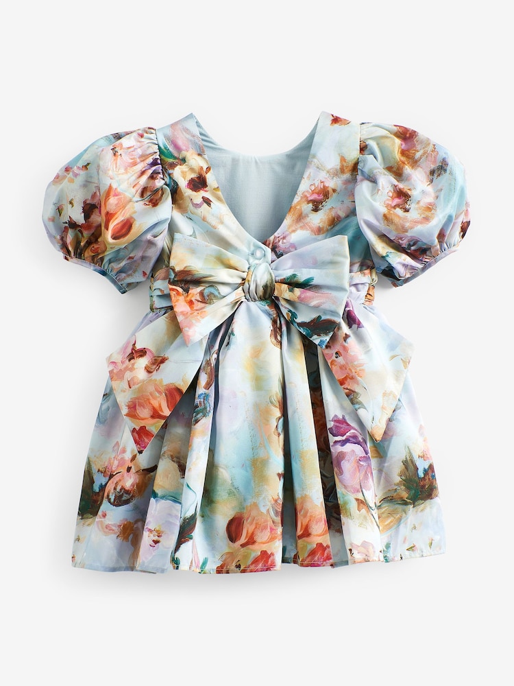 Svetlo modra s cvetličnim vzorcem - Printed Taffeta Party Dress (3mths-8yrs) - Slika 4 iz 4