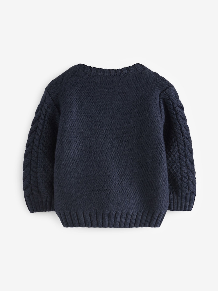 Navy Blue Cable Crew Jumper (3mths-7yrs) - Image 6 of 6 Navy Blue Cable Crew Jumper (3mths-7yrs) - Image 6 of 6