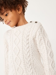 Ecru Cream Cable Crew Jumper (3mths-7yrs) - Image 1 of 1