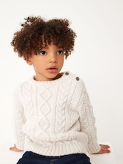 Ecru Cream Cable Crew Jumper (3mths-7yrs) - Image 3 of 7