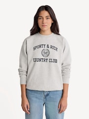 Sporty & Rich Grey Varsity Crest Crew Neck Sweater - Image 1 of 5