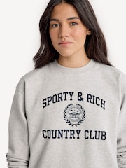 Sporty & Rich Grey Varsity Crest Crew Neck Sweater - Image 4 of 5