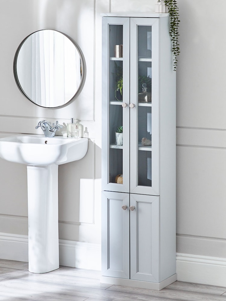 Grey Farnley Tall Storage Console Unit - Image 1 of 9
