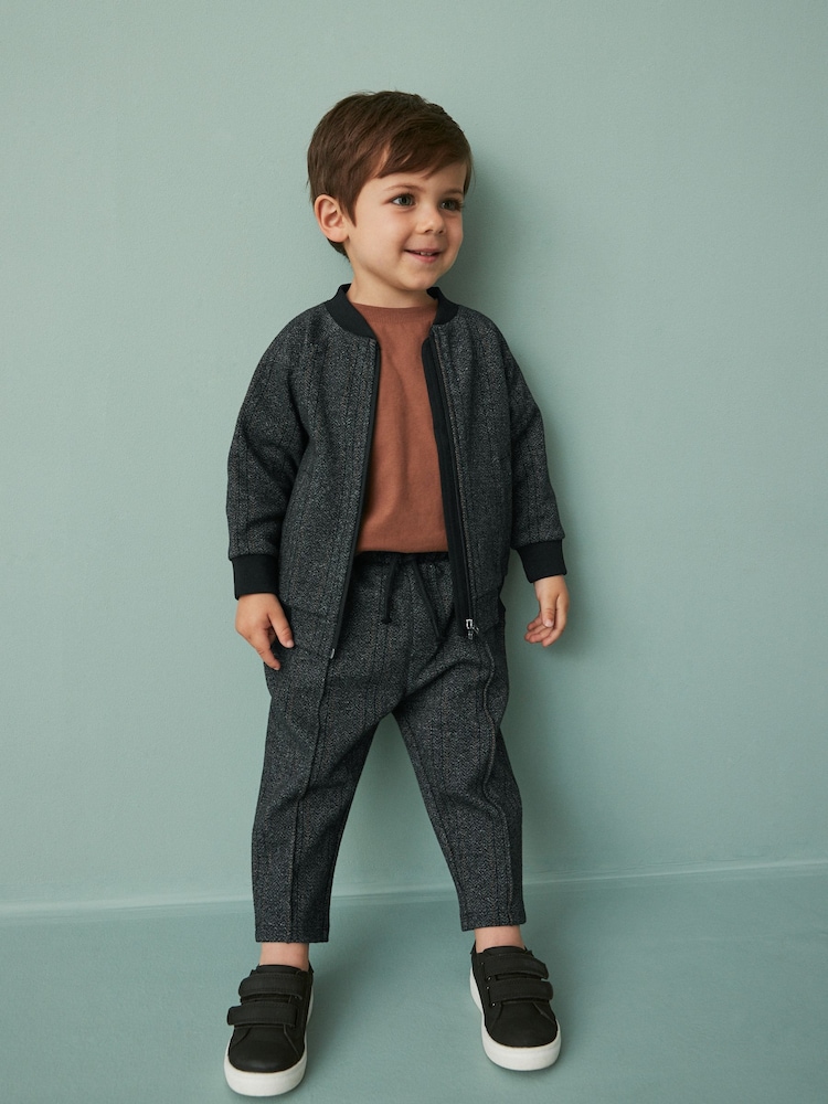 Dunkelgrau - 2-teiliges Jersey-Set mit Bomberjacke und Jogginghose (3 Monate bis 7 Jahre) - Bild 2 von 8
