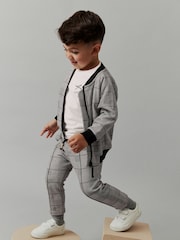 Grey Black 100% Cotton Jersey Check Bomber and Joggers Set 3 Piece (3mths-7yrs) - Image 1 of 6