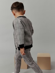 Grey Black 100% Cotton Jersey Check Bomber and Joggers Set 3 Piece (3mths-7yrs) - Image 2 of 6