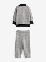Grey Black 100% Cotton Jersey Check Bomber and Joggers Set 3 Piece (3mths-7yrs) - Image 4 of 6