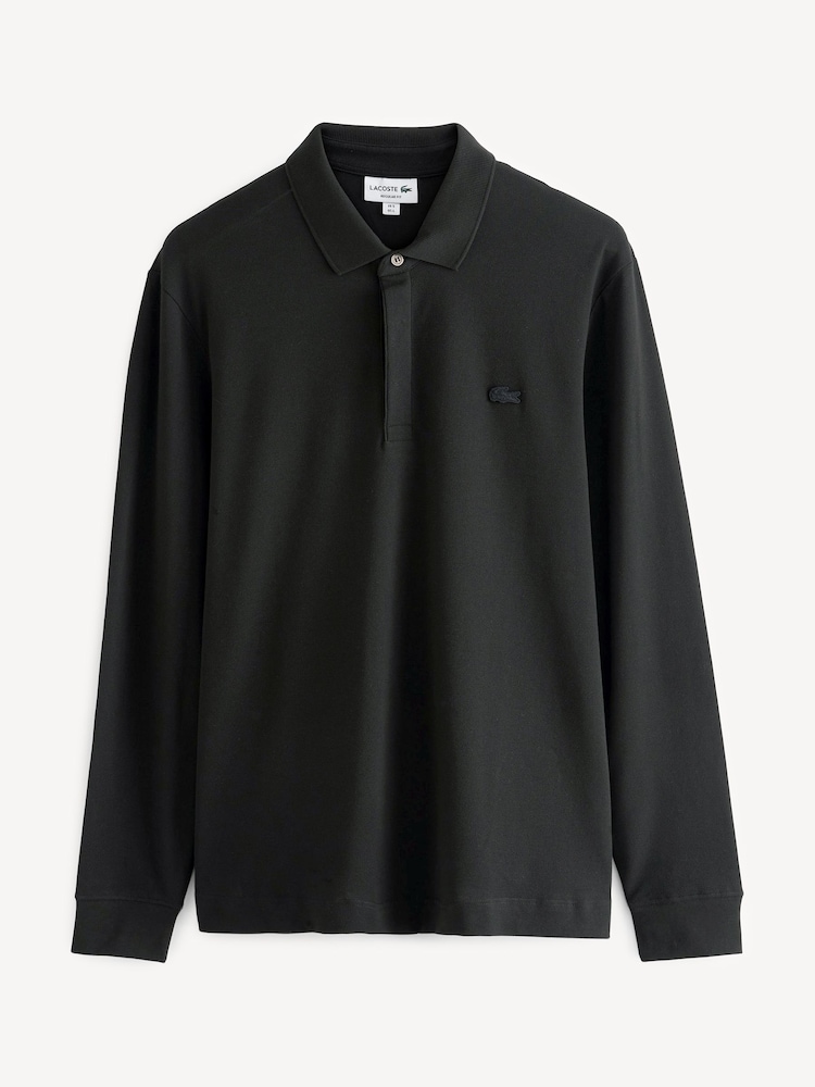 Buy Lacoste Black Tonal Logo Long Sleeve Polo Shirt from the Next