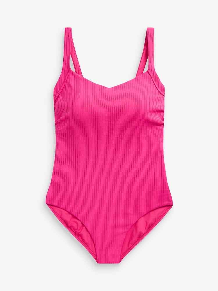 Pink - Savannah Miller X Next Bauchformender gerippter Badeanzug - Bild 6 von 6