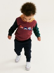 Berry Red Crochet Vehicles Character Hoodie And Joggers Set (3mths-7yrs) - Image 1 of 7