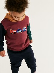 Berry Red Crochet Vehicles Character Hoodie And Joggers Set (3mths-7yrs) - Image 4 of 7