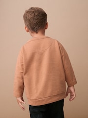 Tan Brown/Navy Blue Jersey Cardigan And Joggers 3 Piece Set (3mths-7yrs) - Image 3 of 7