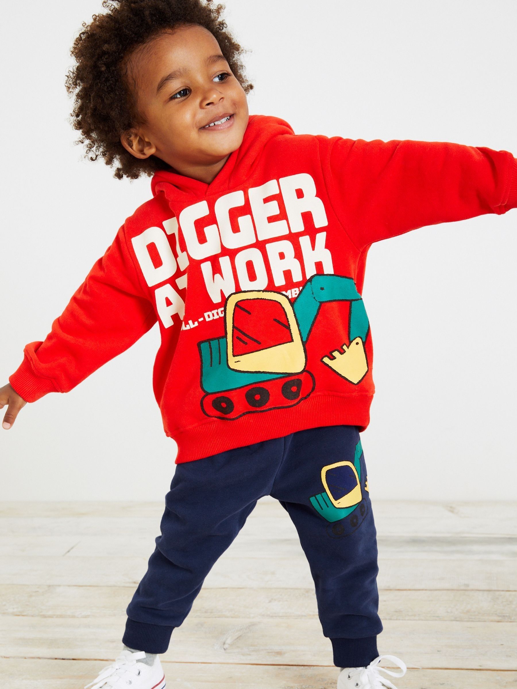 Buy Red Digger Character Hoodie And Joggers Set 3mths 7yrs from Next Luxembourg
