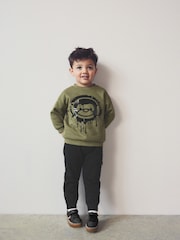 Khaki Green/Black Drippy Monkey Character Sweatshirt and Joggers Set (3mths-7yrs) - Image 1 of 8