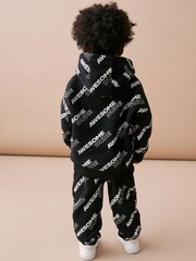 Black All-Over Printed Oversized Hoodie and Joggers Set (3mths-7yrs) - Image 2 of 6