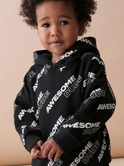 Black All-Over Printed Oversized Hoodie and Joggers Set (3mths-7yrs) - Image 3 of 6