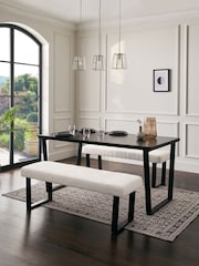 Oyster Natural Casual Bouclé And Black Oak Effect Table And Bench Set - Image 1 of 8