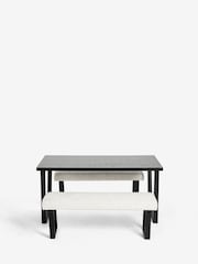 Oyster Natural Casual Bouclé And Black Oak Effect Table And Bench Set - Image 3 of 8