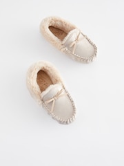 Champagne Gold Warm Lined Moccasin Slippers - Image 4 of 5