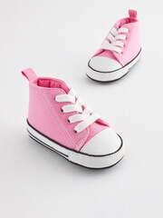 Hot Pink Canvas - High Top Baby Trainers (0-24mths) - Image 1 of 5