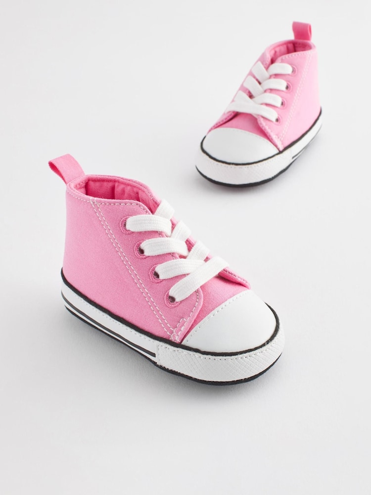 Hot Pink Canvas - High Top Baby Trainers (0-24mths) - Image 1 of 5