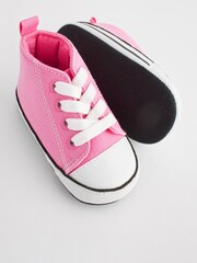 Hot Pink Canvas - High Top Baby Trainers (0-24mths) - Image 4 of 5