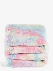 Sprei van imitatiebont met regenboog en ombré-effect - Image 3 of 3
