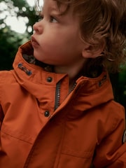 Orange Waterproof Teddy Borg Fleece Lined Coat (3mths-7yrs) - Image 3 of 7