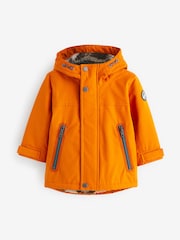Orange Waterproof Teddy Borg Fleece Lined Coat (3mths-7yrs) - Image 5 of 7