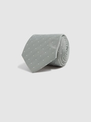 Reiss Soft Sage Liam Textured Polka Dot Tie - Image 3 of 5