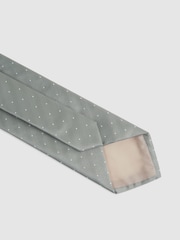 Reiss Soft Sage Liam Textured Polka Dot Tie - Image 4 of 5