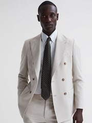 Reiss Dark Green Liam Textured Polka Dot Tie - Image 2 of 5