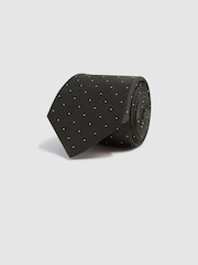 Reiss Dark Green Liam Textured Polka Dot Tie - Image 3 of 5