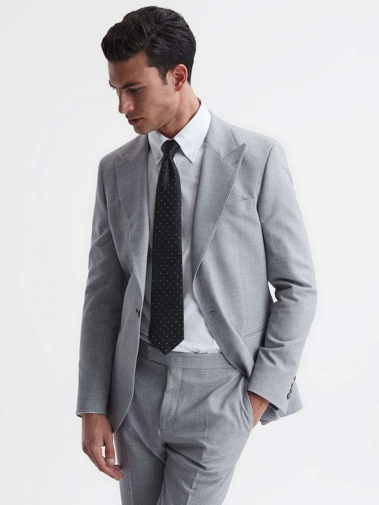 Reiss Black Liam Textured Polka Dot Tie - Image 2 of 5