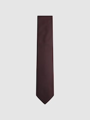 Reiss Burgundy Ceremony Textured Silk Blend Tie - Image 1 of 5