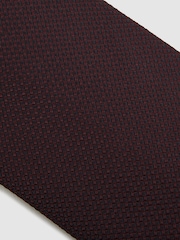 Reiss Burgundy Ceremony Textured Silk Blend Tie - Image 5 of 5