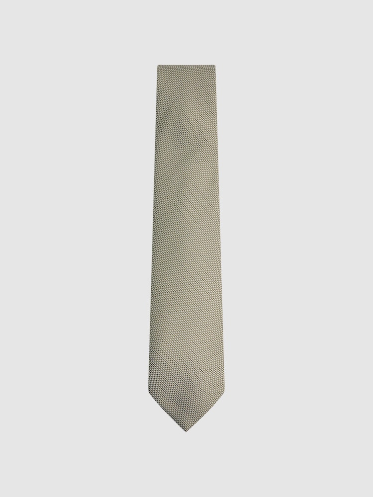 Reiss Soft Sage Ceremony Textured Silk Blend Tie - Image 1 of 5 Reiss Soft Sage Ceremony Textured Silk Blend Tie - Image 1 of 5