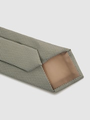 Reiss Soft Sage Ceremony Textured Silk Blend Tie - Image 4 of 5