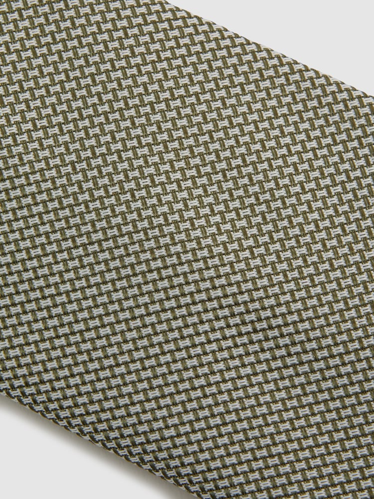 Reiss Soft Sage Ceremony Textured Silk Blend Tie - Image 5 of 5