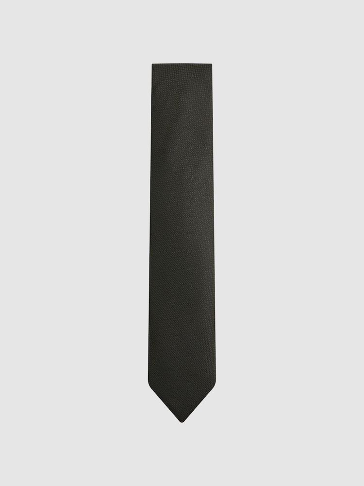Reiss Dark Green Ceremony Textured Silk-Blend Tie - Image 1 of 5