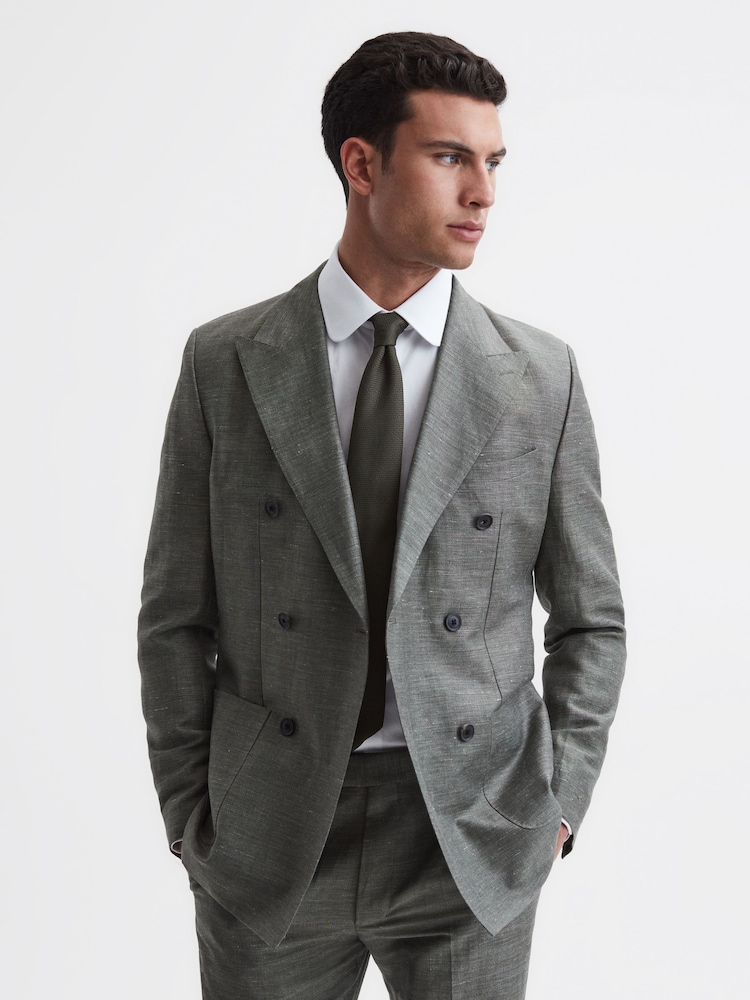 Reiss Dark Green Ceremony Textured Silk-Blend Tie - Image 2 of 5
