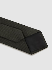 Reiss Dark Green Ceremony Textured Silk-Blend Tie - Image 4 of 5