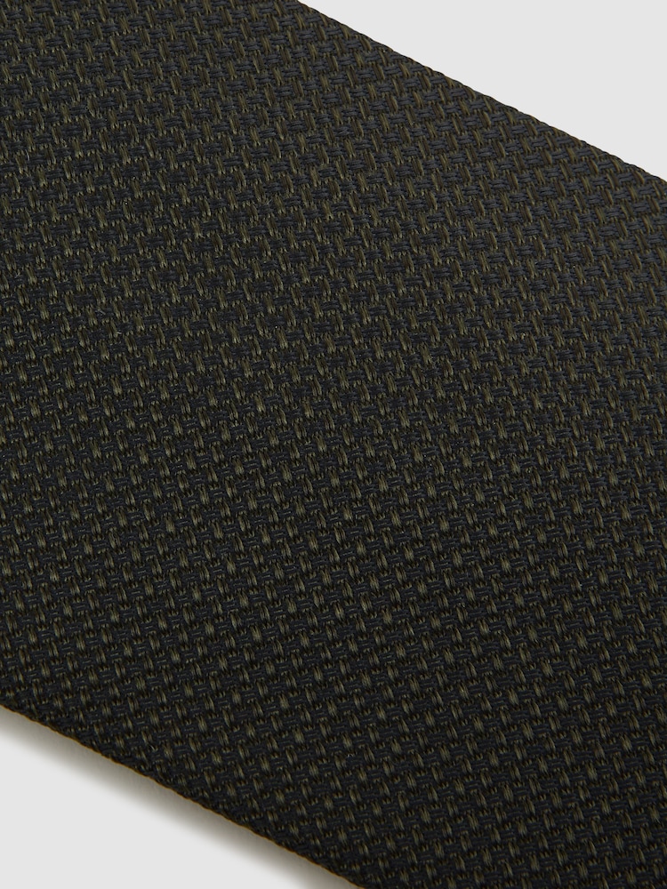 Reiss Dark Green Ceremony Textured Silk-Blend Tie - Image 5 of 5