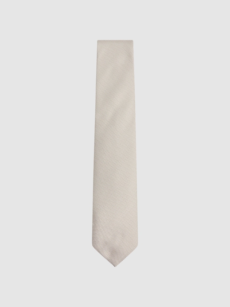 Reiss Champagne Ceremony Textured Silk-Blend Tie - Image 1 of 5 Reiss Champagne Ceremony Textured Silk-Blend Tie - Image 1 of 5