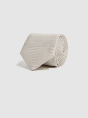 Reiss Champagne Ceremony Textured Silk-Blend Tie - Image 3 of 5