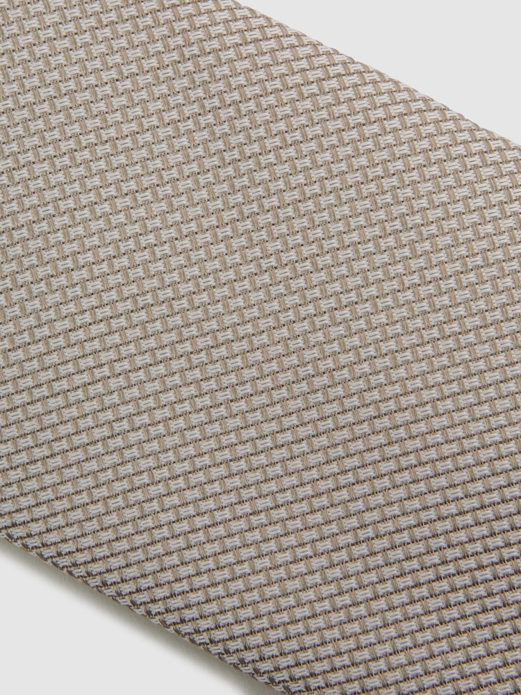 Reiss Champagne Ceremony Textured Silk-Blend Tie - Image 5 of 5 Reiss Champagne Ceremony Textured Silk-Blend Tie - Image 5 of 5
