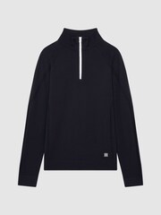 Reiss Navy Affleck Golf Stretch Merino Zip Neck Jumper - Image 2 of 6