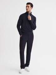 Reiss Navy Affleck Golf Stretch Merino Zip Neck Jumper - Image 3 of 6