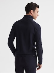 Reiss Navy Affleck Golf Stretch Merino Zip Neck Jumper - Image 5 of 6