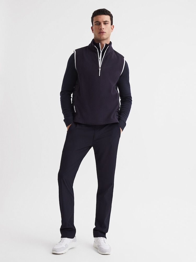 Reiss Navy Affleck Golf Stretch Merino Zip Neck Jumper - Image 6 of 6